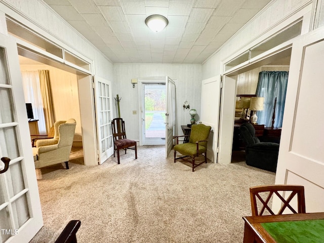 4715 Jacksontown Rd, Manson, NC 27553 - sitting room with crown molding, french doors, and carpet