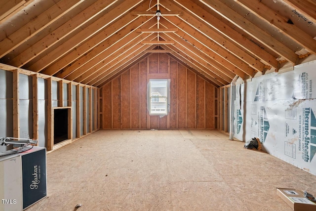 view of unfinished attic