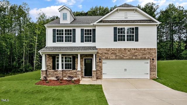 1005 Ocean Ct, Carthage, NC 28327 - craftsman house with brick siding, a front lawn, and concrete driveway