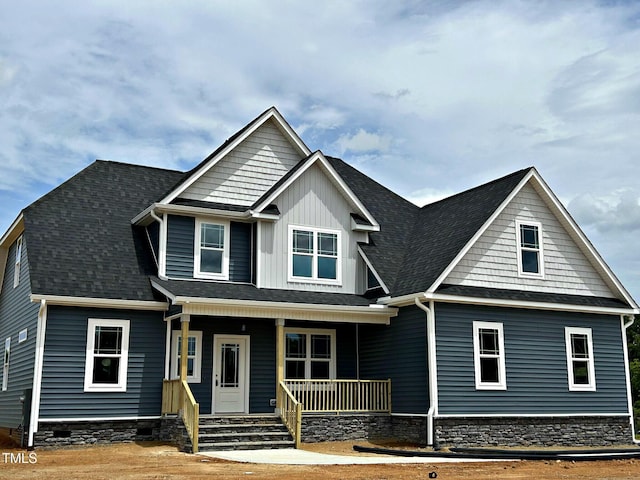 70 Prency Ln, Middlesex, NC 27557 - view of front of house featuring a porch, board and batten siding, and a shingled roof