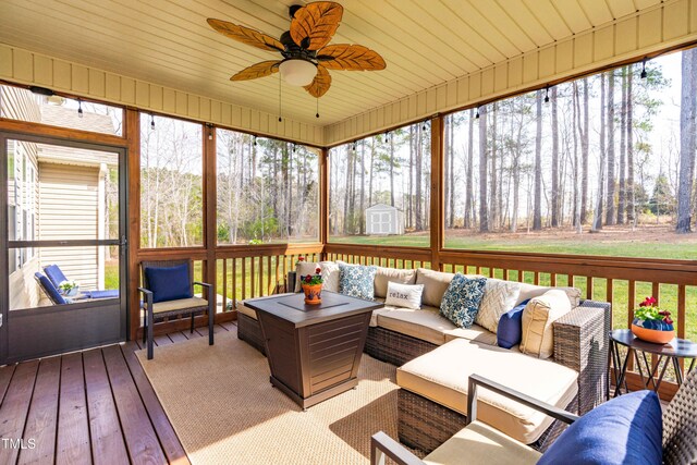 50 Lockamy Ln, Youngsville, NC 27596 - sunroom / solarium with ceiling fan and outdoor lounge area
