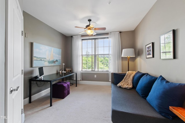 340 Allister Dr Unit 201, Raleigh, NC 27609 - home office with baseboards, a ceiling fan, and carpet
