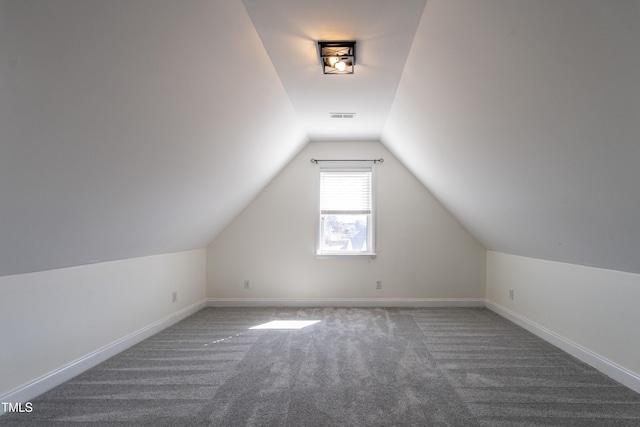 118 Riverwood Dr, Fuquay Varina, NC 27526 - bonus room featuring visible vents, lofted ceiling, baseboards, and carpet flooring