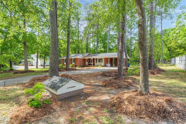 view of yard featuring fence, concrete driveway, and an attached carport
