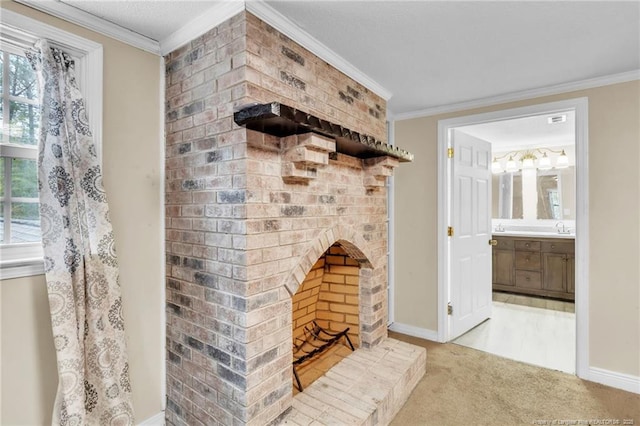 12621 Coble Dr, Laurinburg, NC 28352 - room details with baseboards, crown molding, and carpet