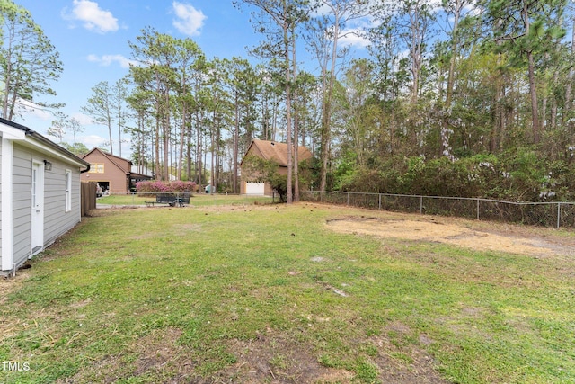 view of yard featuring fence