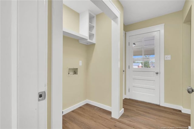 1772 Inverness Dr, Fayetteville, NC 28304 - laundry room featuring washer hookup, laundry area, wood finished floors, and baseboards
