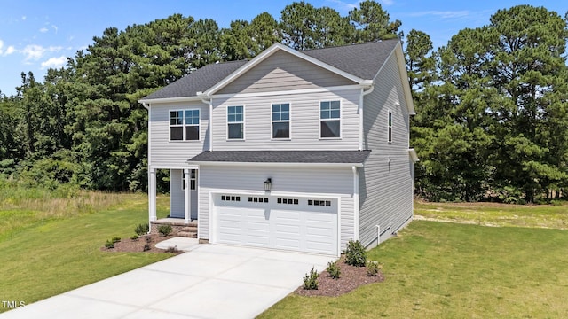 20 Diamond Creek Dr, Zebulon, NC 27597 - traditional-style home with an attached garage, concrete driveway, a front yard, and roof with shingles