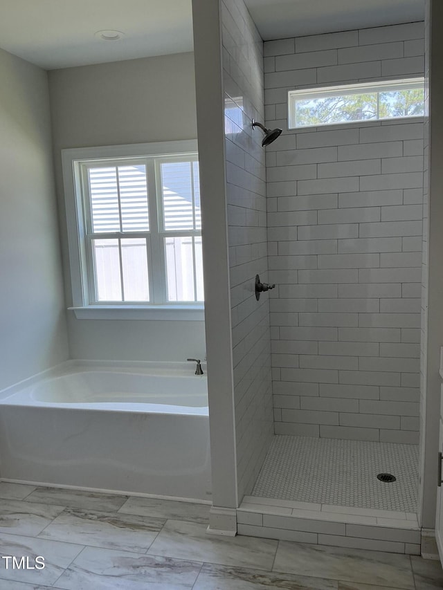 1039 N Lincoln St, Benson, NC 27504 - bathroom with a garden tub and a stall shower