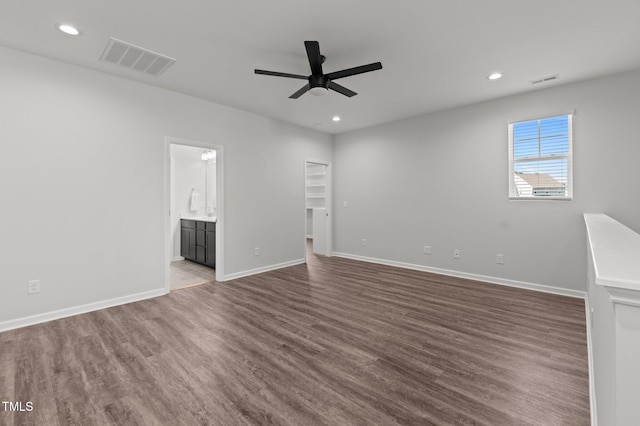 1028 Gallivant Way, Wake Forest, NC 27587 - spare room with a ceiling fan, wood finished floors, baseboards, and recessed lighting