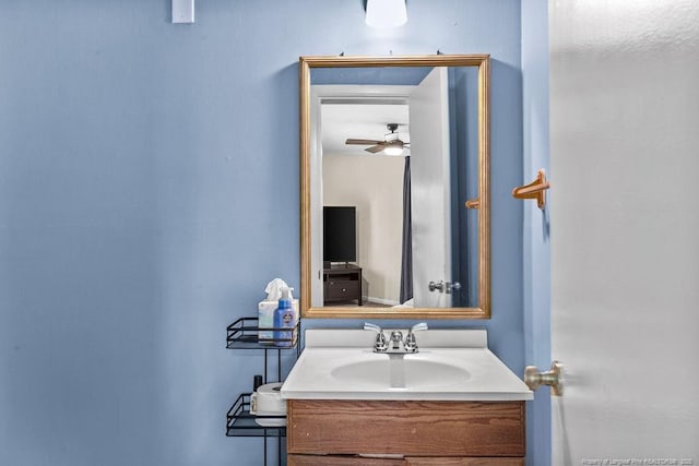 6407 Kimridge Rd, Fayetteville, NC 28314 - bathroom featuring vanity and ceiling fan