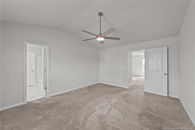 524 Mineral Spring Ln, Fuquay Varina, NC 27526 - carpeted empty room featuring baseboards, lofted ceiling, and a ceiling fan