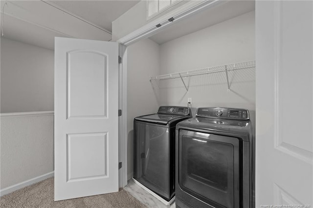 524 Mineral Spring Ln, Fuquay Varina, NC 27526 - laundry room with laundry area, washer and clothes dryer, and light carpet