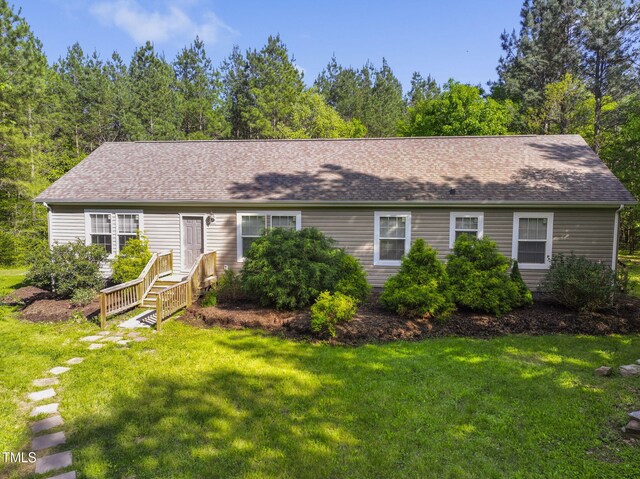 234 Rolling Hills Rd, Skipwith, VA 23968 - single story home with a front lawn and a shingled roof