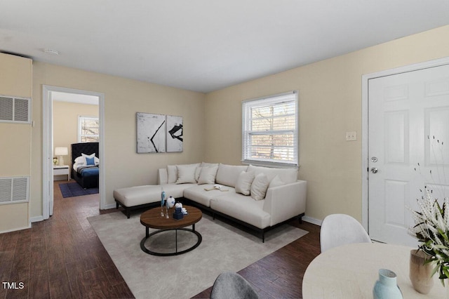 158 Torain St, Hillsborough, NC 27278 - living area with dark wood-style floors and baseboards
