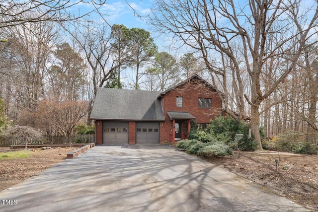 4811 New Sharon Church Rd, Hillsborough, NC 27278 - view of front of property featuring brick siding, an attached garage, asphalt driveway, and roof with shingles