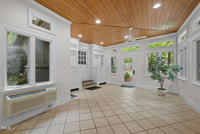 3915 Nottaway Rd, Durham, NC 27707 - unfurnished sunroom featuring a wall mounted AC