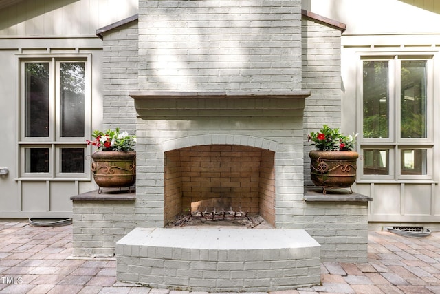 3915 Nottaway Rd, Durham, NC 27707 - view of patio featuring a fireplace