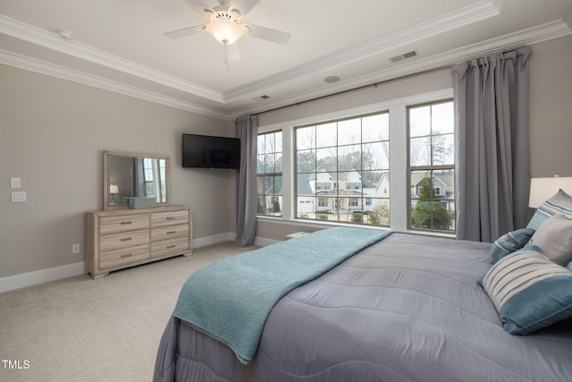 301 Rocking Ranch Ct, Cary, NC 27519 - bedroom featuring crown molding, multiple windows, carpet floors, and ceiling fan