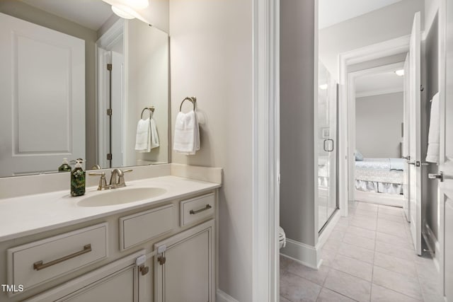 301 Rocking Ranch Ct, Cary, NC 27519 - full bath featuring vanity, a stall shower, ensuite bathroom, and tile patterned flooring