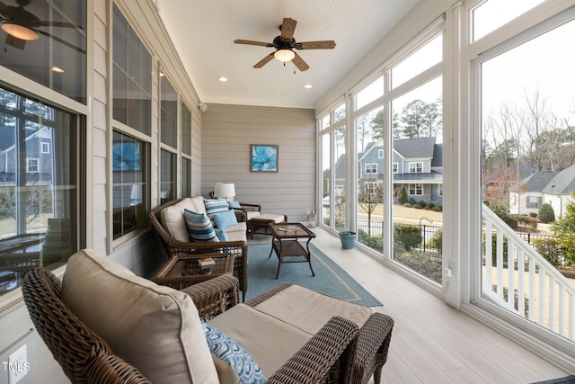 301 Rocking Ranch Ct, Cary, NC 27519 - sunroom / solarium with ceiling fan and an outdoor living space