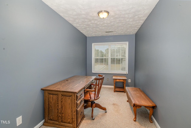 8404 Frenchorn Ln, Fayetteville, NC 28314 - office with baseboards, light carpet, a textured ceiling, and visible vents