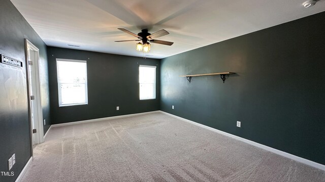 49 W Copenhaver Dr, Clayton, NC 27527 - empty room with ceiling fan, light carpet, a smoke detector, and baseboards