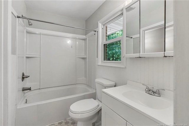 3518 Drayton Rd, Fayetteville, NC 28303 - bathroom with vanity, toilet, and washtub / shower combination