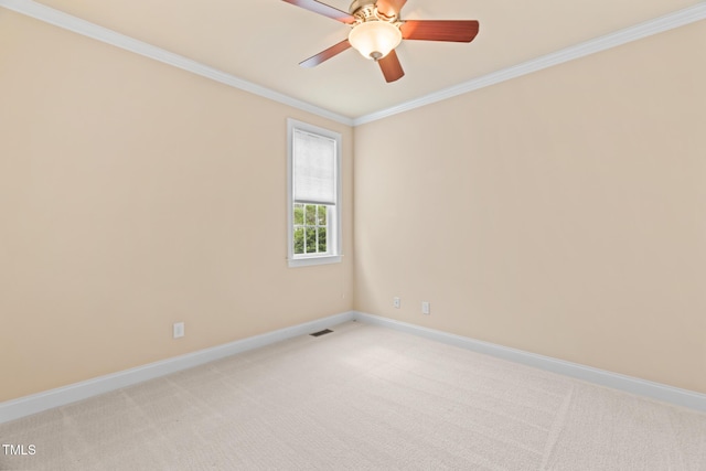 5233 Greymoss Ln, Apex, NC 27539 - empty room with ornamental molding, baseboards, light carpet, and ceiling fan