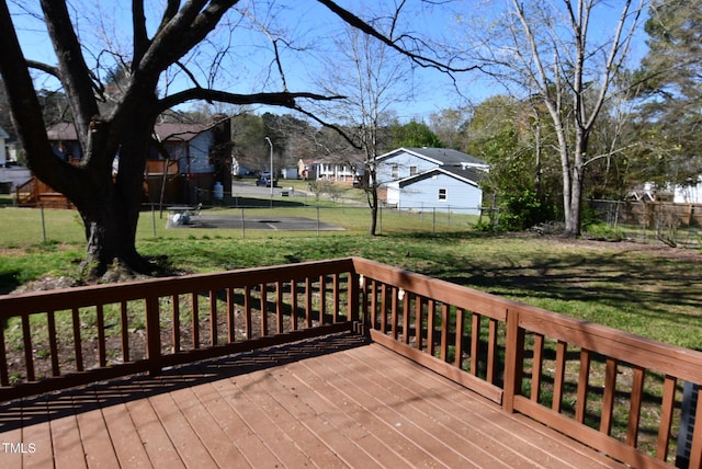 107 Ware Ct, Garner, NC 27529 - deck with a residential view, fence, and a lawn
