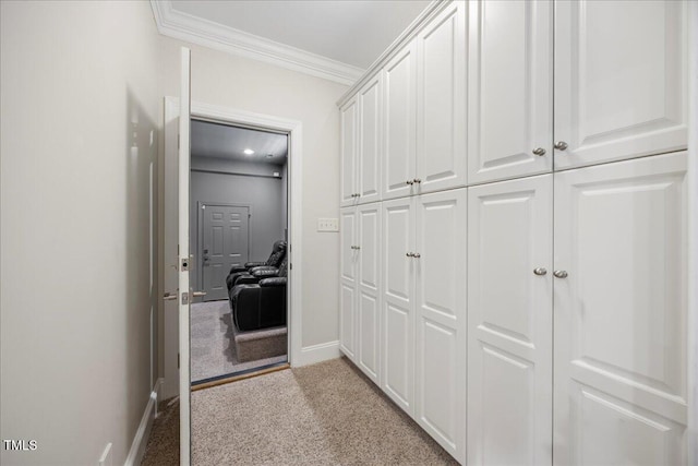 1508 Tradescant Ct, Raleigh, NC 27613 - hallway with ornamental molding and light colored carpet