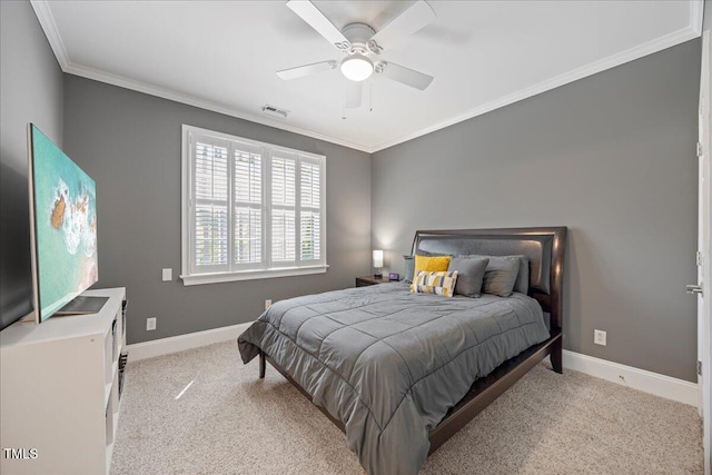 1508 Tradescant Ct, Raleigh, NC 27613 - bedroom featuring carpet flooring, crown molding, and ceiling fan