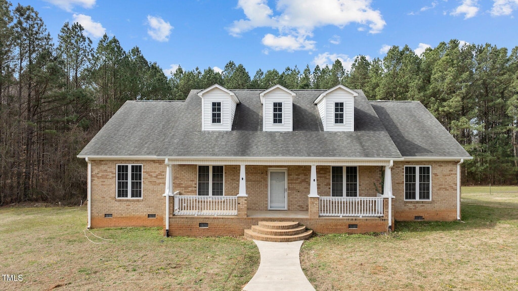 2505 Egypt Mountain Rd, Kittrell, NC 27544 - view of front of property with crawl space, covered porch, brick siding, and a front yard