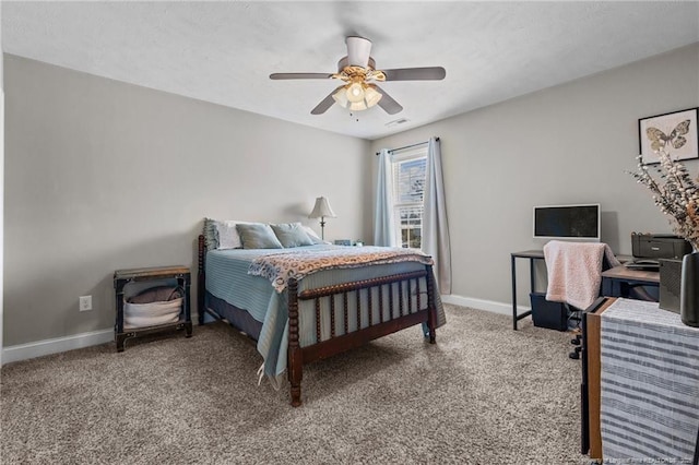 263 Autumn Ln, Raeford, NC 28376 - bedroom with carpet flooring, baseboards, and ceiling fan