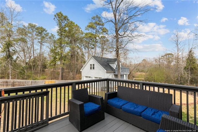 263 Autumn Ln, Raeford, NC 28376 - wooden terrace with outdoor lounge area