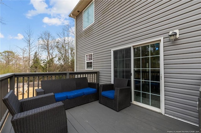 263 Autumn Ln, Raeford, NC 28376 - deck featuring an outdoor living space