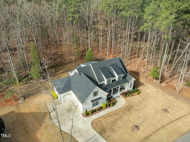 76 Gentry Dr, Pittsboro, NC 27312 - birds eye view of property featuring a forest view