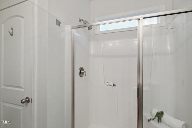 full bath with a shower stall