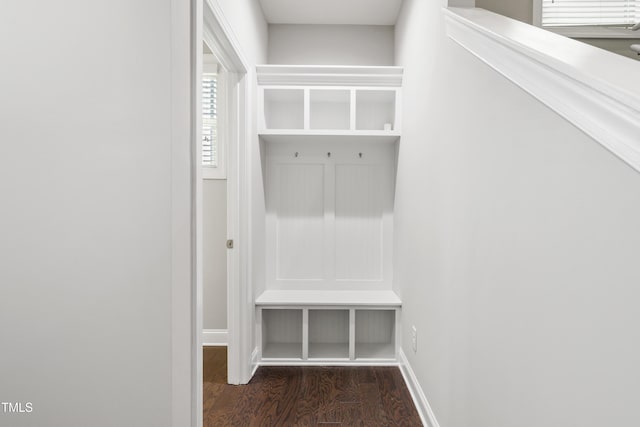 109 Belle Plain Dr, Morrisville, NC 27560 - mudroom with dark wood finished floors and baseboards