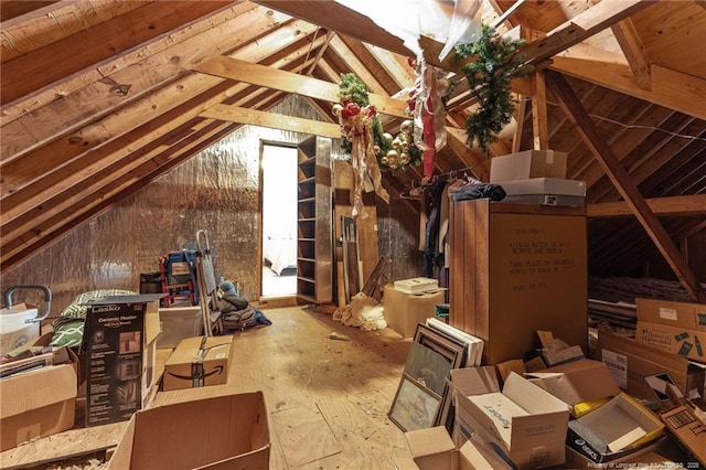 view of unfinished attic