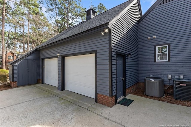 garage with central AC unit