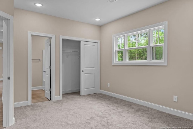 432 Timberline Dr, Fayetteville, NC 28311 - unfurnished bedroom with carpet flooring, baseboards, a closet, ensuite bathroom, and recessed lighting