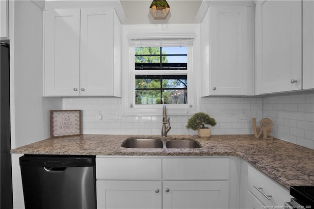 508 Rempstone Ln, Fayetteville, NC 28311 - kitchen with backsplash, white cabinets, dishwasher, and a sink
