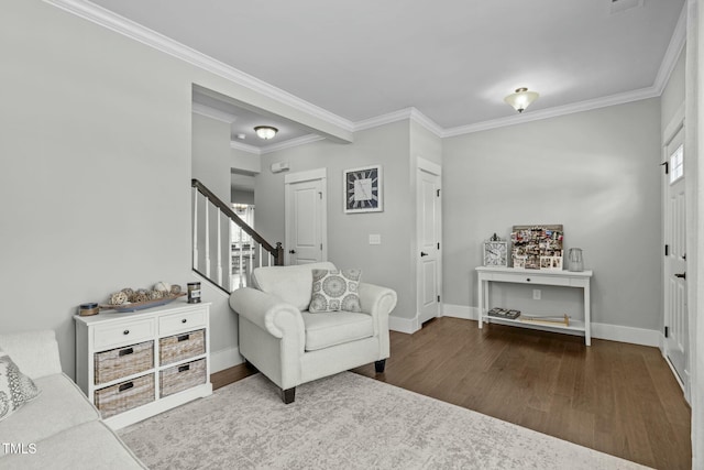 2801 Landon Ridge Dr, New Hill, NC 27562 - interior space featuring ornamental molding, stairs, baseboards, and wood finished floors