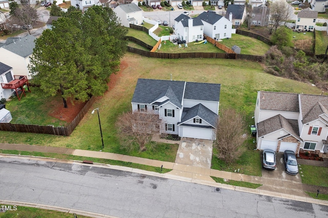aerial view with a residential view