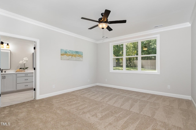 503 Forest Rd, Oxford, NC 27565 - unfurnished bedroom with ornamental molding, light colored carpet, and ensuite bathroom