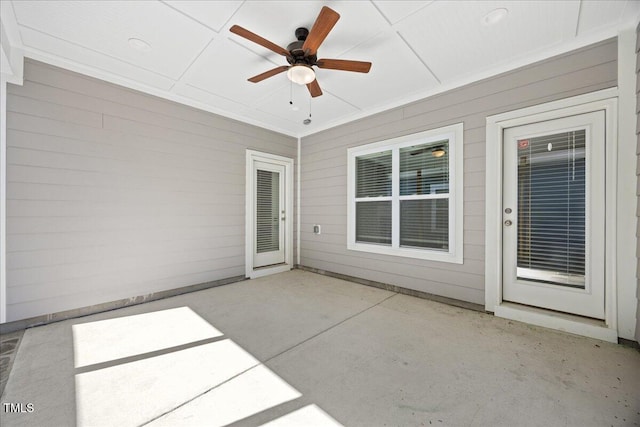view of patio / terrace featuring ceiling fan