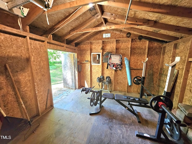 4116 Tall Pine Dr, Franklinton, NC 27525 - workout area featuring lofted ceiling