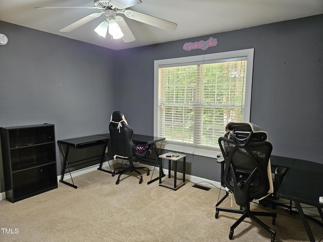 4116 Tall Pine Dr, Franklinton, NC 27525 - home office with carpet floors, baseboards, and ceiling fan