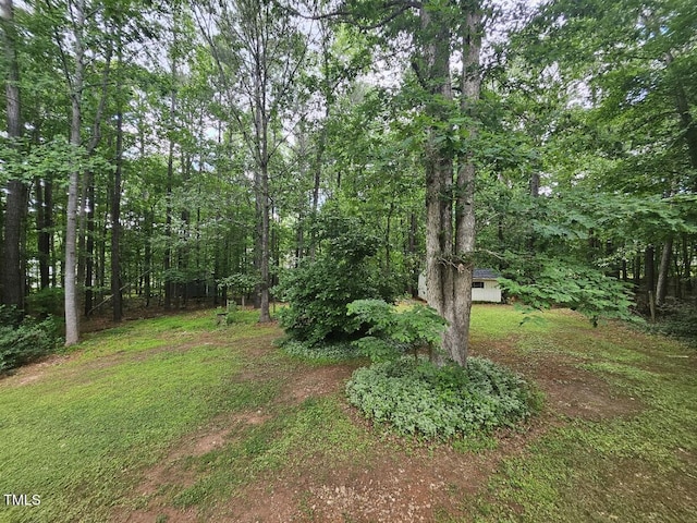 4116 Tall Pine Dr, Franklinton, NC 27525 - view of yard with an outbuilding and a view of trees